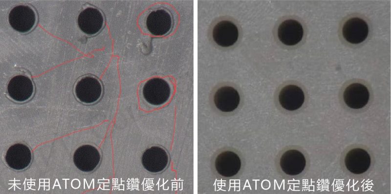 使用定點鑽優化前後比較